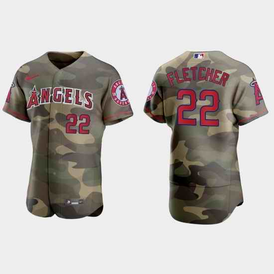Los Angeles Angels 22 David Fletcher Men Nike 2021 Armed Forces Day Authentic MLB Jersey  Camo